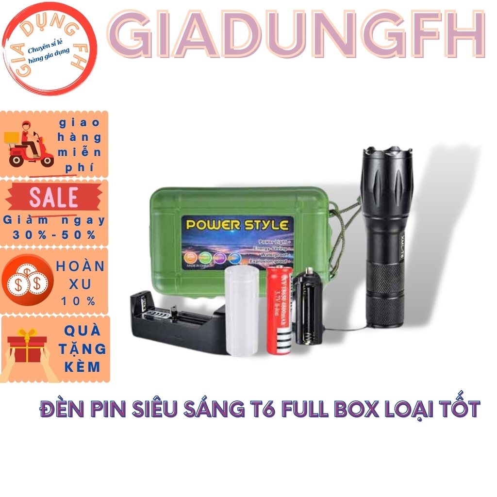 ĐÈN PIN SIÊU SÁNG T6 FULL BOX LOẠI TỐT