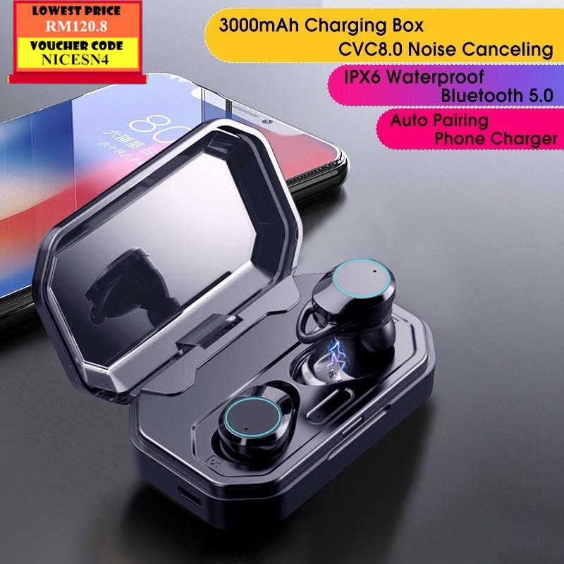 TWS Bluetooth 5.0 True Wireless Earphone Stereo CVC8.0 Noise Canceling Earbuds