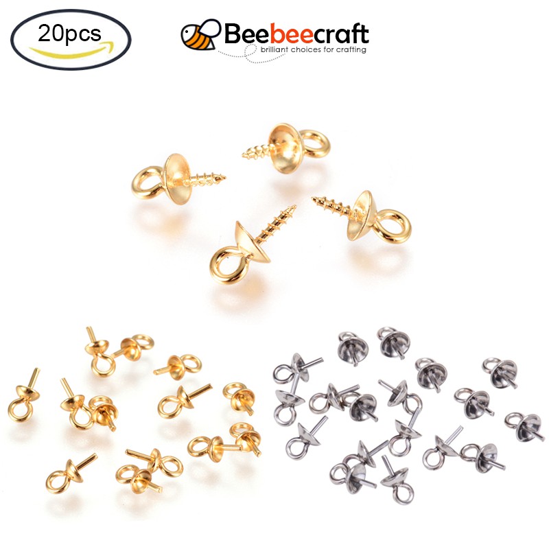 Set 20 ghim gắn hạt cắt nửa bằng thép không gỉ 304 cho đồ trang sức  DIY
