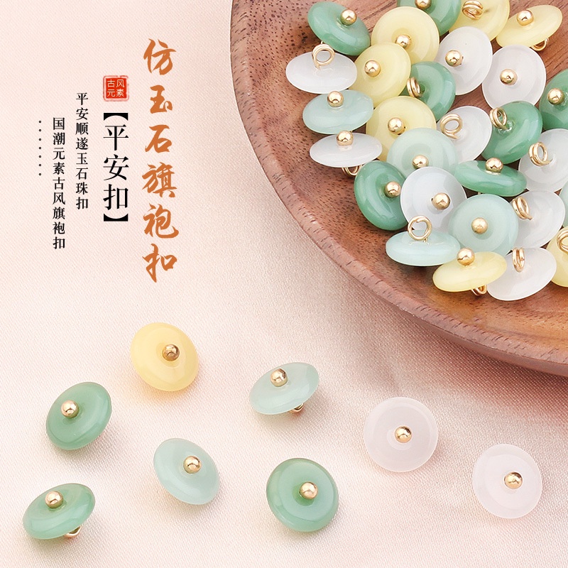 Nút Áo Kiểu Sườn Xám Đính Đá Ngọc Bích Phong Cách Trung Hoa Cổ Điển