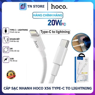 Cáp sạc nhanh hoco x56 pd20w - 3.0 a - typec to lightning - dây nylon dệt 1m - hàng chính hãng - bảo hành 12 tháng
