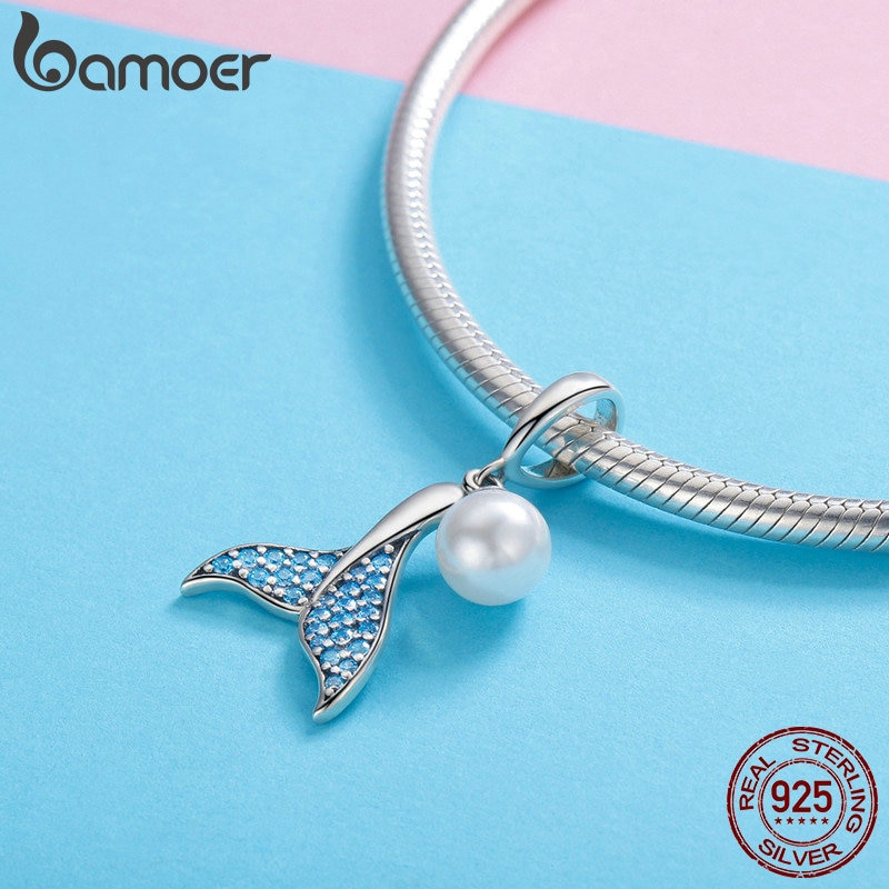 BAMOER Mặt Dây Chuyền Hình Đuôi Cá BạC 925