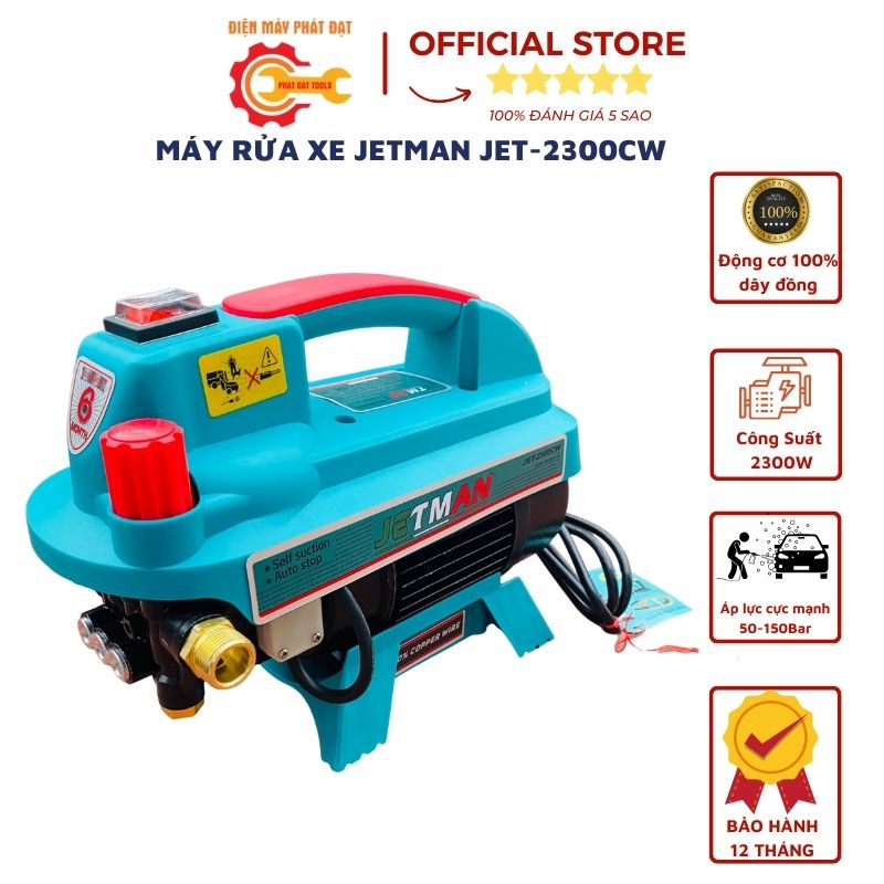 Máy Rửa Xe Cao Áp JETMAN JET-2300CW-Công Suất Lớn 2300W-Đầy Đủ Phụ Kiện,Tặng Kèm Bình Bọt Tuyết Mini