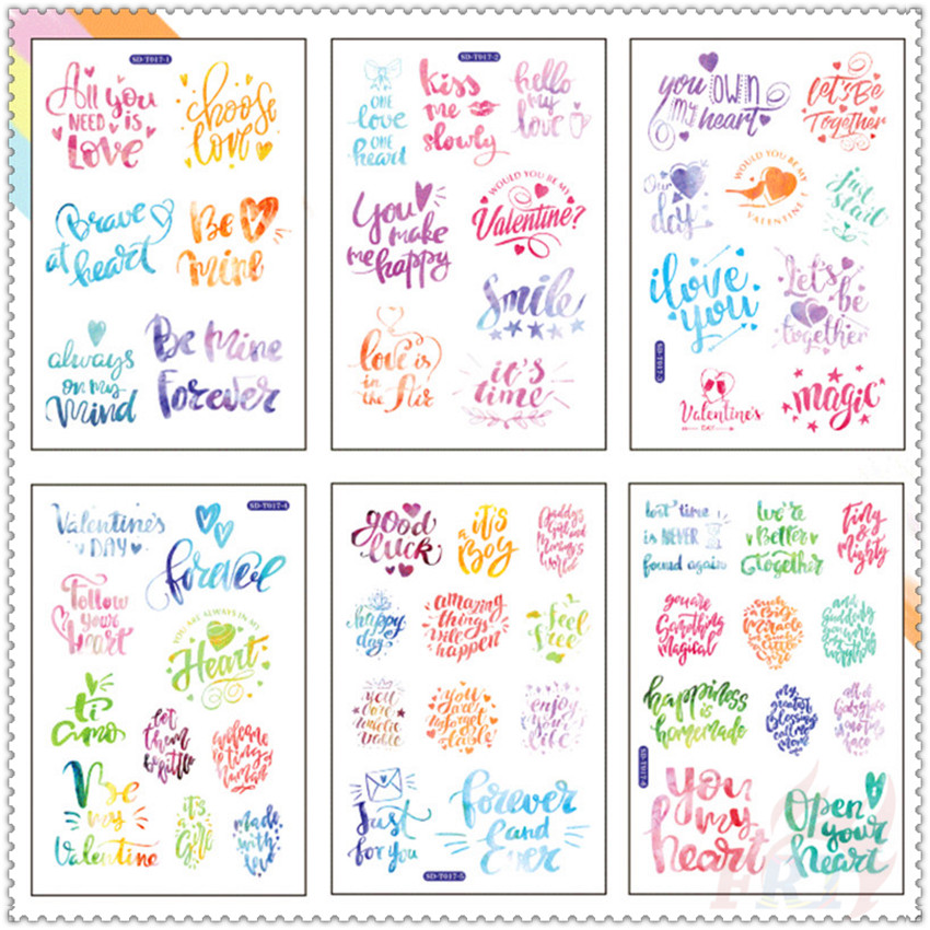 ❀ Sticker Chữ Tiếng Anh Xinh Xắn Dùng Trong Trang Trí ❀ Set 6 Tấm Sticker Dán Trang Trí Thời Trang
