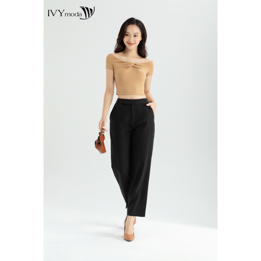 [NHẬP WABRTL5 GIẢM 10% TỐI ĐA 50K ĐH 250K ]Quần dài nữ cạp lệch đỏ cam thiết kế IVY moda MS 22M6366