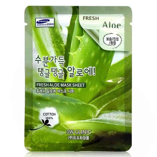 Bộ 10 miếng mặt nạ dưỡng ẩm da chiết xuất nha đam 3W Clinic Fresh Aloe Mask Sheet 23ml X 10