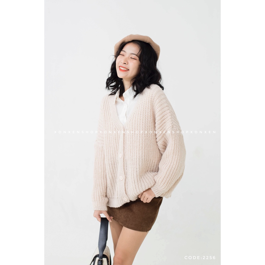 Áo khoác len nữ Áo cardigan chất len sợi tay phồng thời trang XONXEN SHOP freesize mã 2256