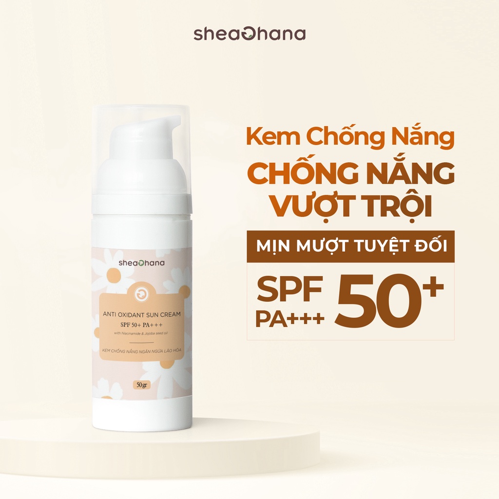 Kem chống nắng ngăn ngừa lão hóa bảo vệ da SheaGhana SPF 50+ PA+++ 50g