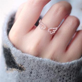 Adjustabe Angel Wings Ring Micro Pave Gold-Color Rings For Women Fashion rings Jewelry