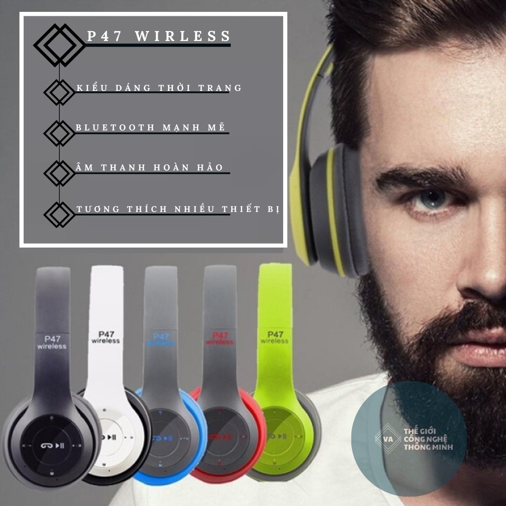 [Tai nghe không dây] Tai nghe bluetooth chụp tai P47 có khe cắm thẻ nhớ - Âm Thanh Đỉnh Cao
