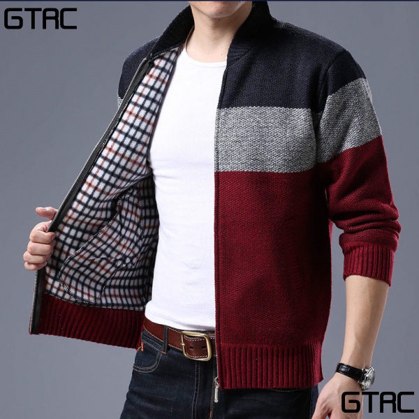 Áo Khoác Sweater Dệt Kim Dáng Rộng Có Khóa Kéo Thời Trang Mùa Đông Cho Nam Trung Niên