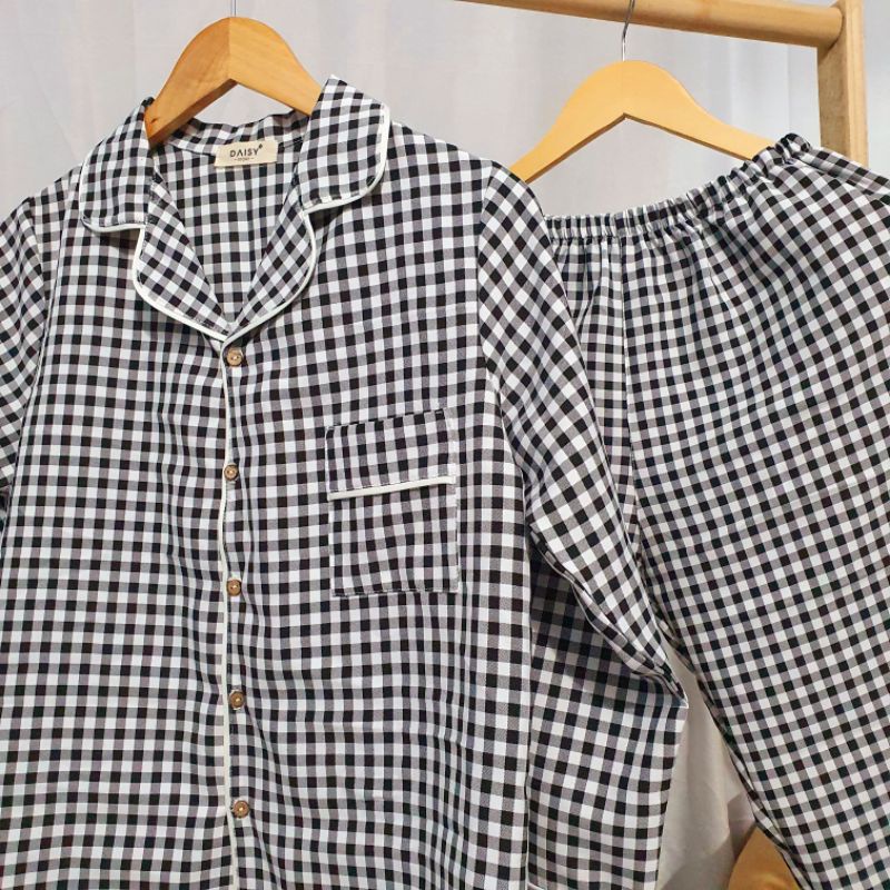 Pyjama dài mặc nhà caro dày mịn