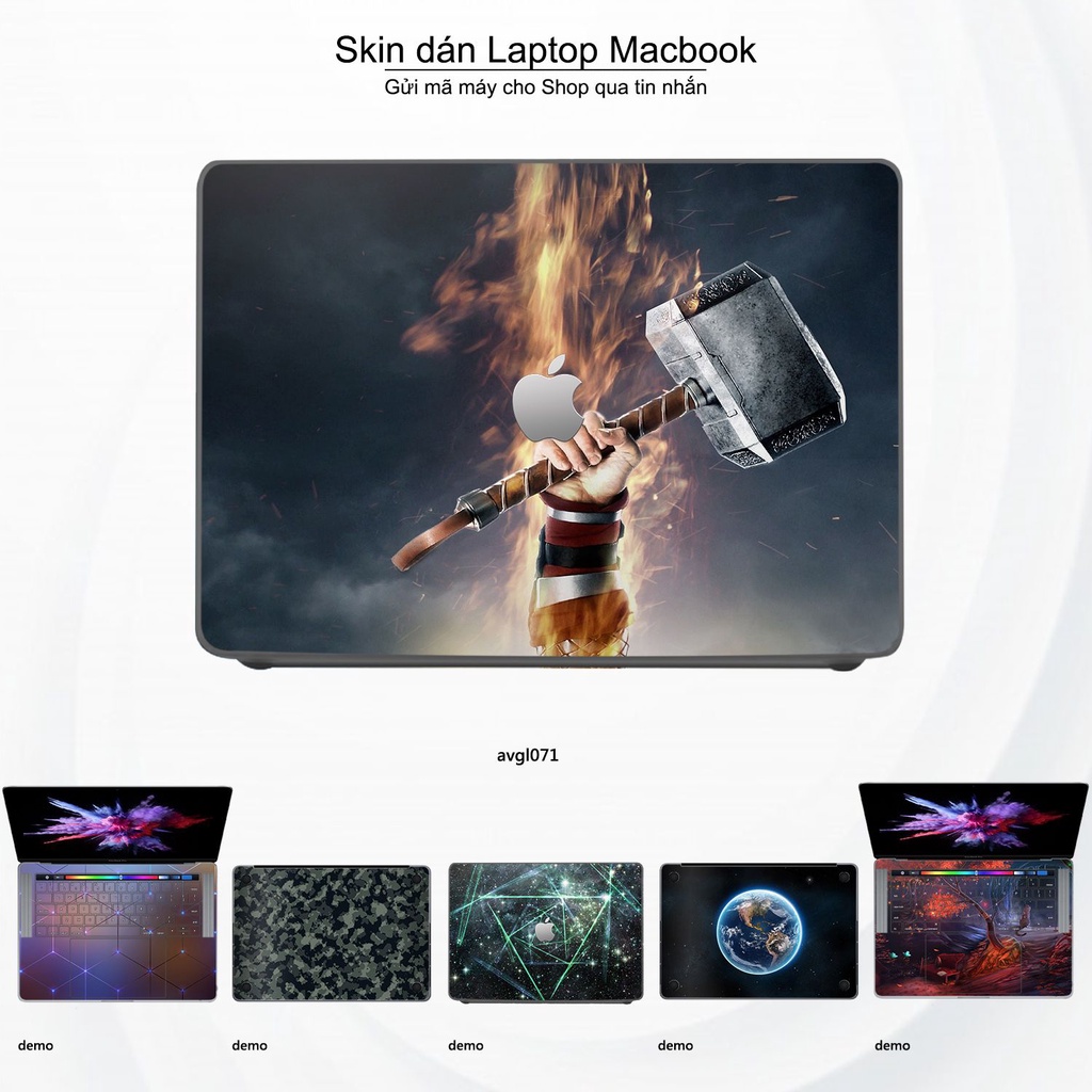 Skin dán Macbook mẫu Mjolnir - avgl071 (đã cắt sẵn, inbox mã máy cho shop)