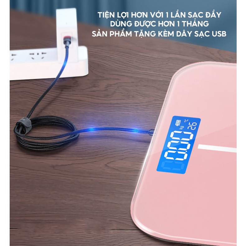 Cân Điện Tử Mặt Kính Cường Lực Cân Sức Khoẻ Có Màn Hình LED DZ-063
