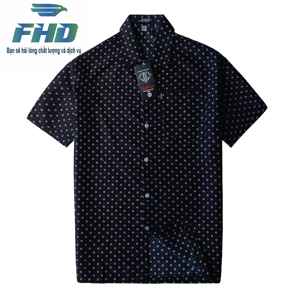 Áo sơ mi nam kate trung niên tay ngắn vải mềm mịn bền màu có size dành cho người 90kg FHDA011