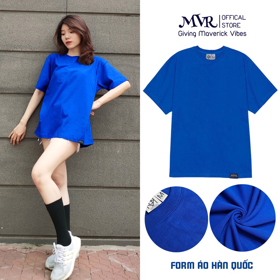 Áo thun unisex phông phom rộng MVR vải dầy phông màu xanh lá nam nữ tay lỡ trơn cotton form Hàn Quốc nâu đỏ xám MVRTEE1