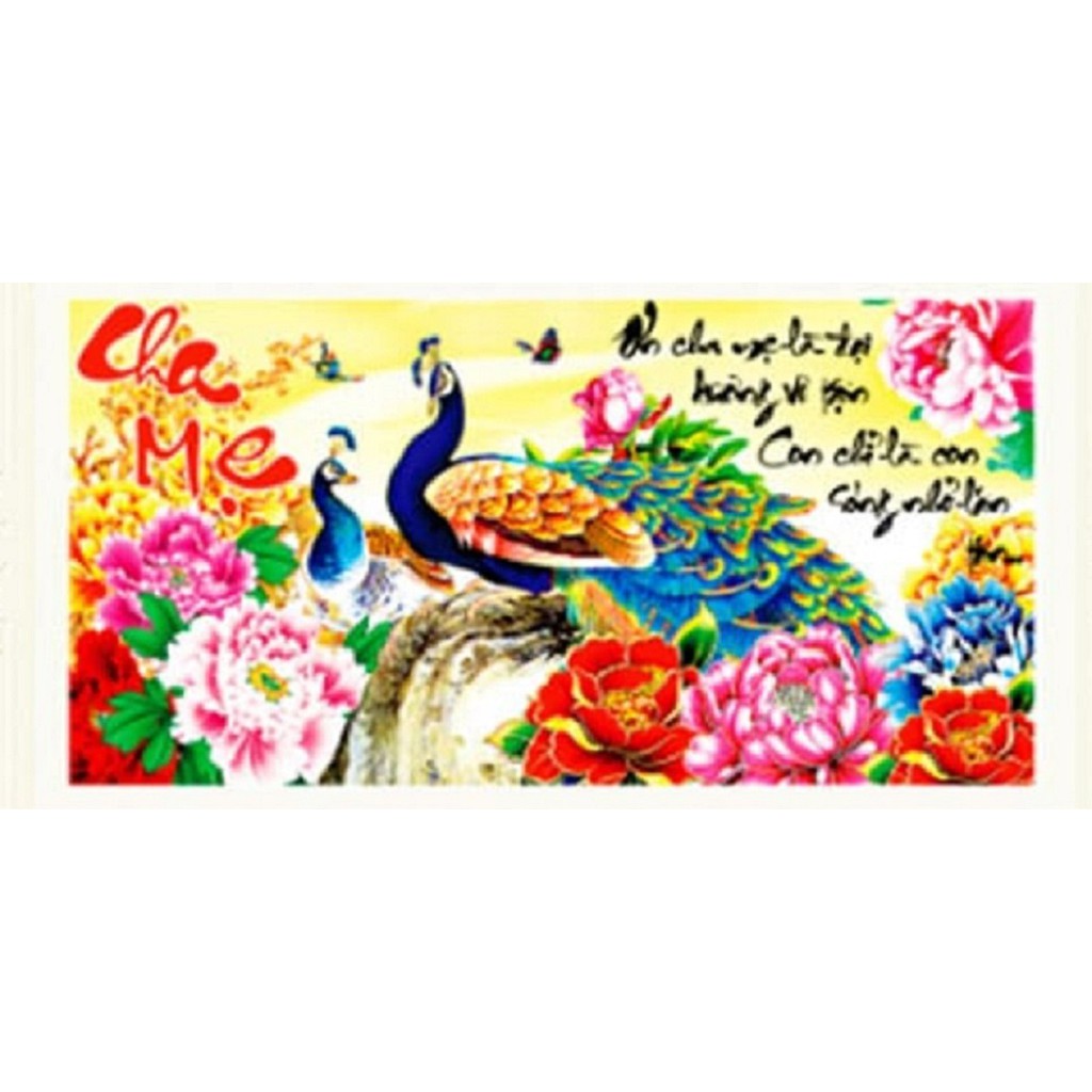 tranh thêu chữ thập Cha mẹ - LV3108