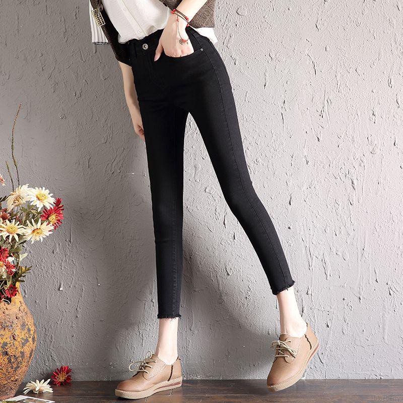 Quần jeans dài lưng cao co dãn thời trang cho nữ | BigBuy360 - bigbuy360.vn