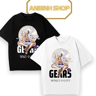 Áo thun Luffy Gear5 mũ rơm 🚚 FREESHIP🚚 Áo phông cotton tay ngắn unisex in hình hoạt hình One piece nam nữ bận thoải mái
