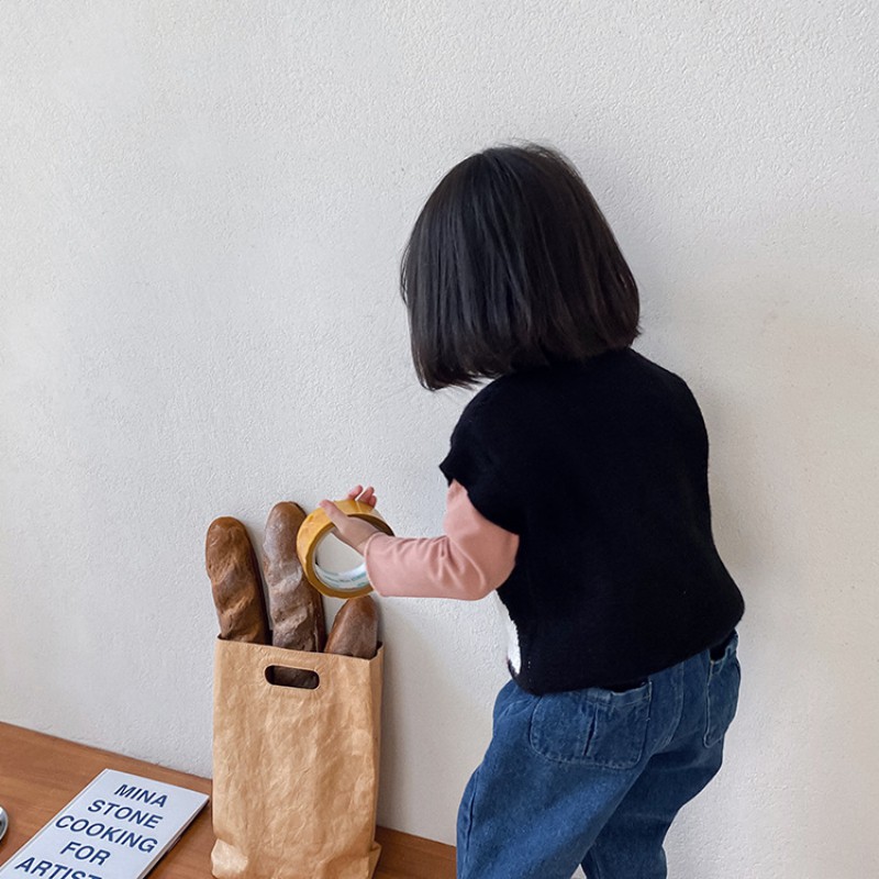 Áo Len Sát Nách Cổ Tròn Thời Trang Xuân Thu Cho Bé Gái