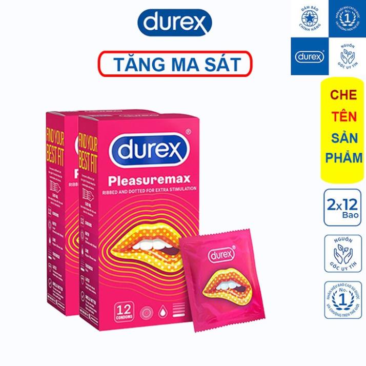 (siêu mỏng và gân gai) COMBO 2 hộp Durex Pleasuremax 12 bao & Bao cao su siêu mỏng Durex Invisible Extra Thin 10 bao.