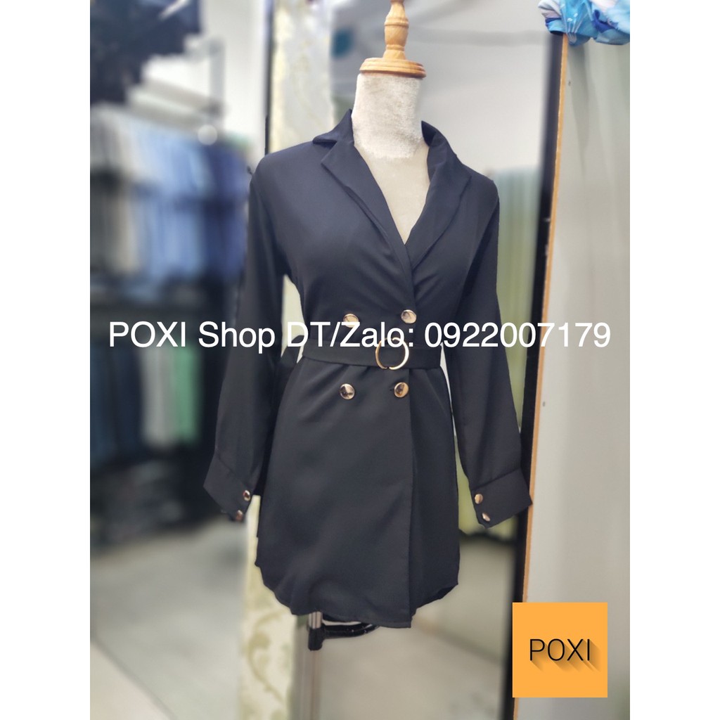 [ẢNH THẬT] Đầm Vest 4 Nút + Betl (ĐEN) | BigBuy360 - bigbuy360.vn