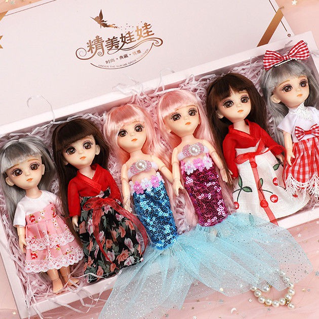 Búp bê Barbie 17cm Váy cưới Bộ hộp quà có thể được thay đổi thành nhà chơi mini đồ cô gái