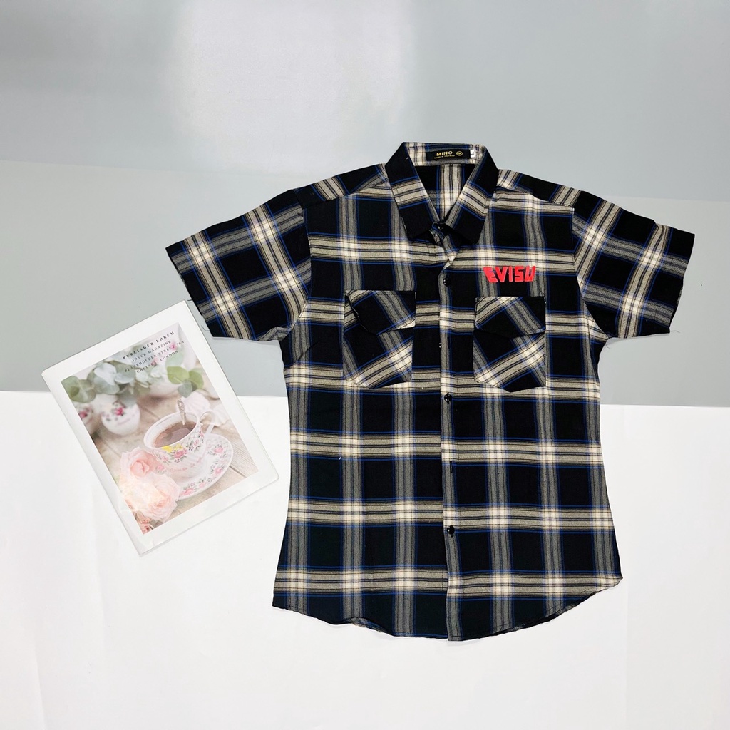 Áo Sơ Mi Nam Tay Ngắn Caro Nỉ Envisu Không Nóng Thấm Hút Mồ Hôi HÌNH THẬT, CÓ VIDEO