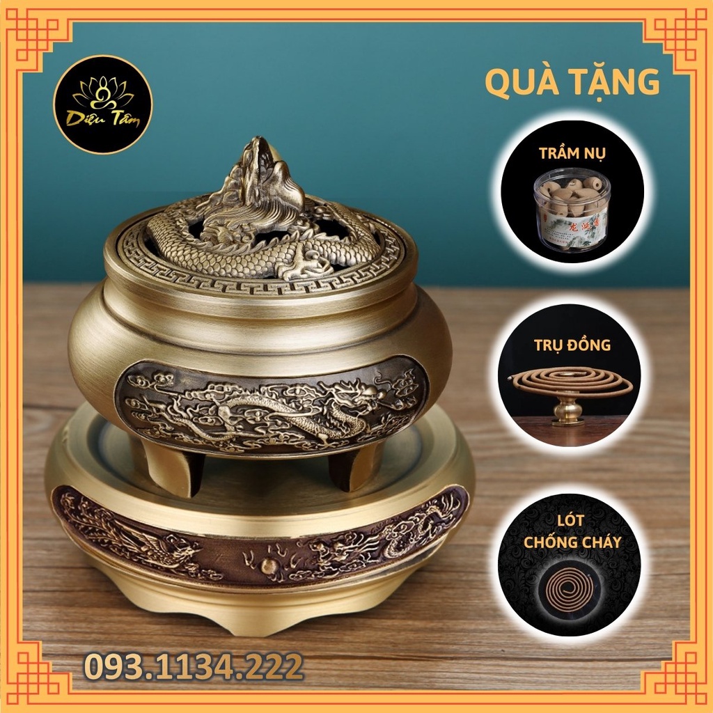 Lư xông trầm bằng đồng nguyên khối - chọn mẫu đôn , đế lư đồng thay lư điện Tặng trụ cắm hương đồ thờ cúng