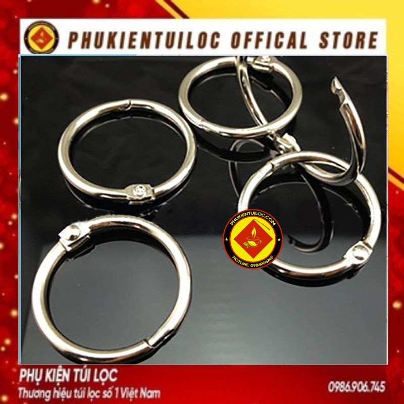 Khoen Tròn Inox Flashcard Đóng Gáy Sách, Album, Nhật Kí - Khoen Móc Vòng Còng Đóng Sổ, Sổ Tay (Đủ Size)- Phukientuiloc