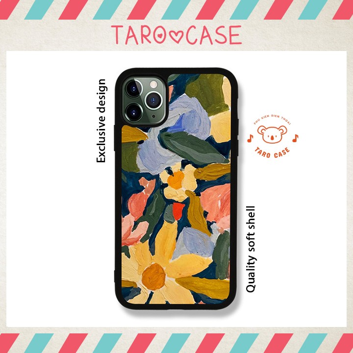 Ốp iphone ⚡ 𝐅𝐑𝐄𝐄𝐒𝐇𝐈𝐏 ⚡ Ốp iphone silicon 4 lớp chống va đập kiểu Oil painting poetry