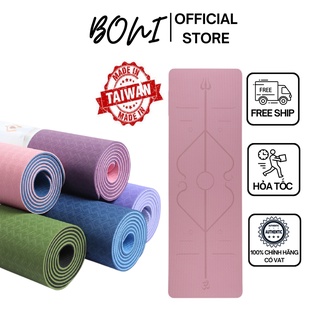 Thảm Tập Yoga Định Tuyến TPE 2 lớp 6mm, 8mm cao cấp, gấp gọn, du lịch tiện lợi [giao màu ngẫu nhiên]