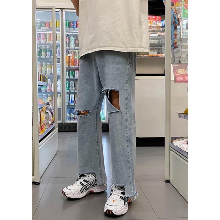 [HOT TREND 2022] Quần Jean dáng suông rách gối -Q7-Quần bò ống rộng form Unisex nam nữ -chất đẹp giá rẻ nhất thị trường | BigBuy360 - bigbuy360.vn