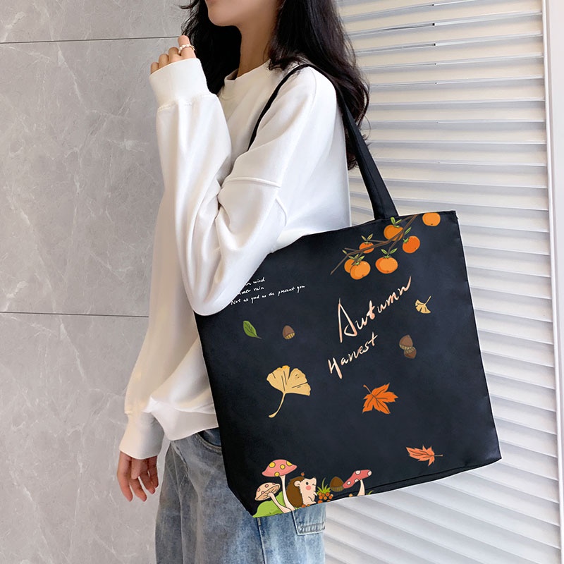 Túi đeo vai IELGY vải canvas sức chứa lớn in họa tiết thời trang cho nữ