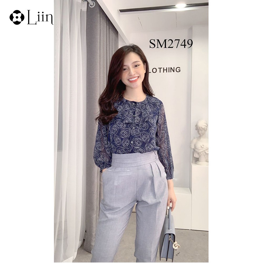Áo kiểu nữ Linbi kiểu dáng dài tay, cổ xếp ly xinh xắn, điệu đà Liin clothing SM2749