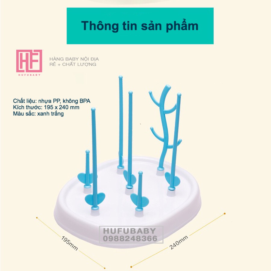 Giá úp bình sữa và núm ti hình cây