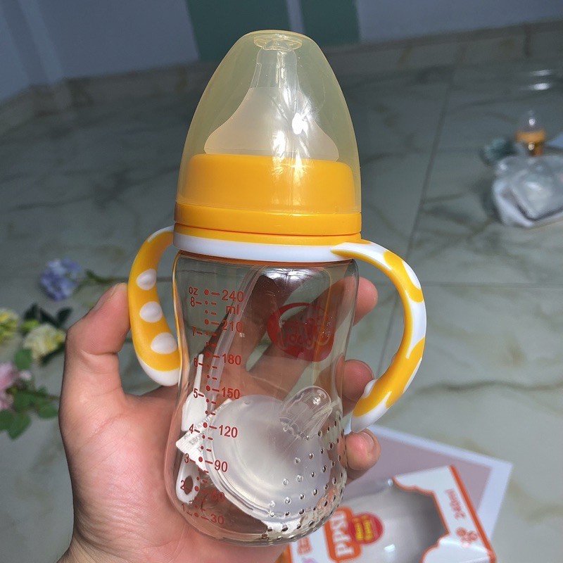 Bình sữa PPSU GB BABY Hàn Quốc 180ml và 240ml có tay cầm(có tặng núm)