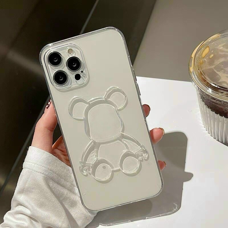 Ốp điện thoại TPU cạnh vuông giả Iphone 13 mềm chống sốc mẫu gấu KAWS 3D ôm khít siêu mỏng cho  7Plus 8Plus XR 13 12 Pro