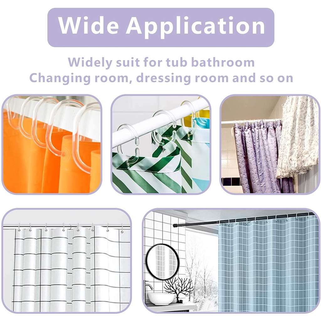 Set 12 Móc Chữ C Trong Suốt Treo Rèm Cửa Tiện Dụng Cho Nhà Tắm