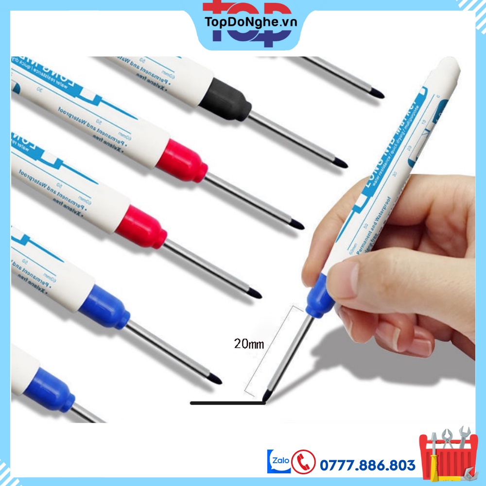 Bút đánh dấu lỗ sâu mũi dài 20mm đa năng khô mực nhanh lấy dấu khoan thợ điện, nước, camera