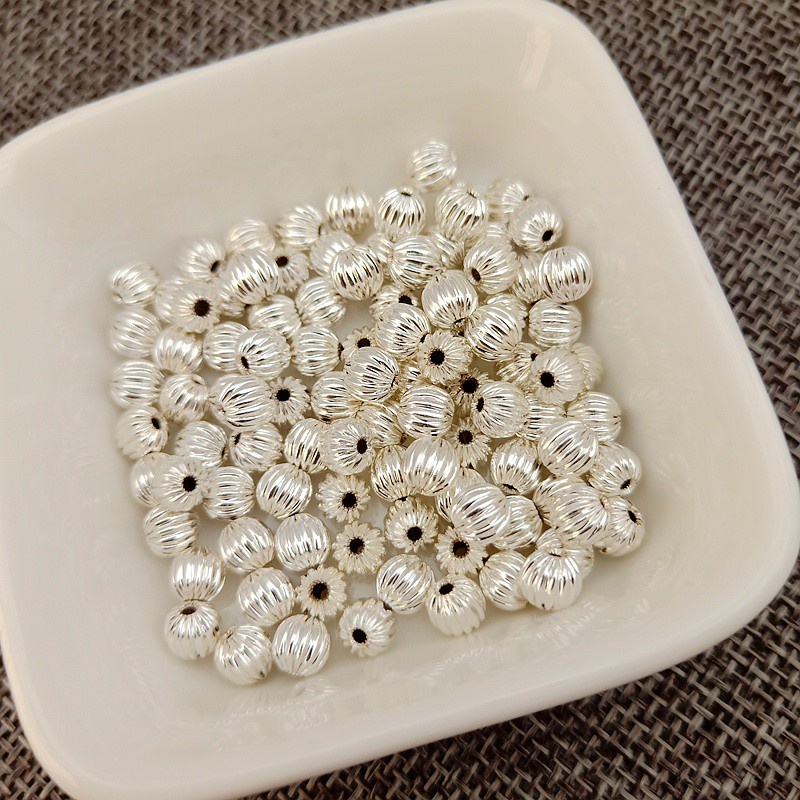 Bộ 10 Hạt Xâu Chuỗi Màu Bạc 3 / 4 / 5mm Nhiều Màu Sắc