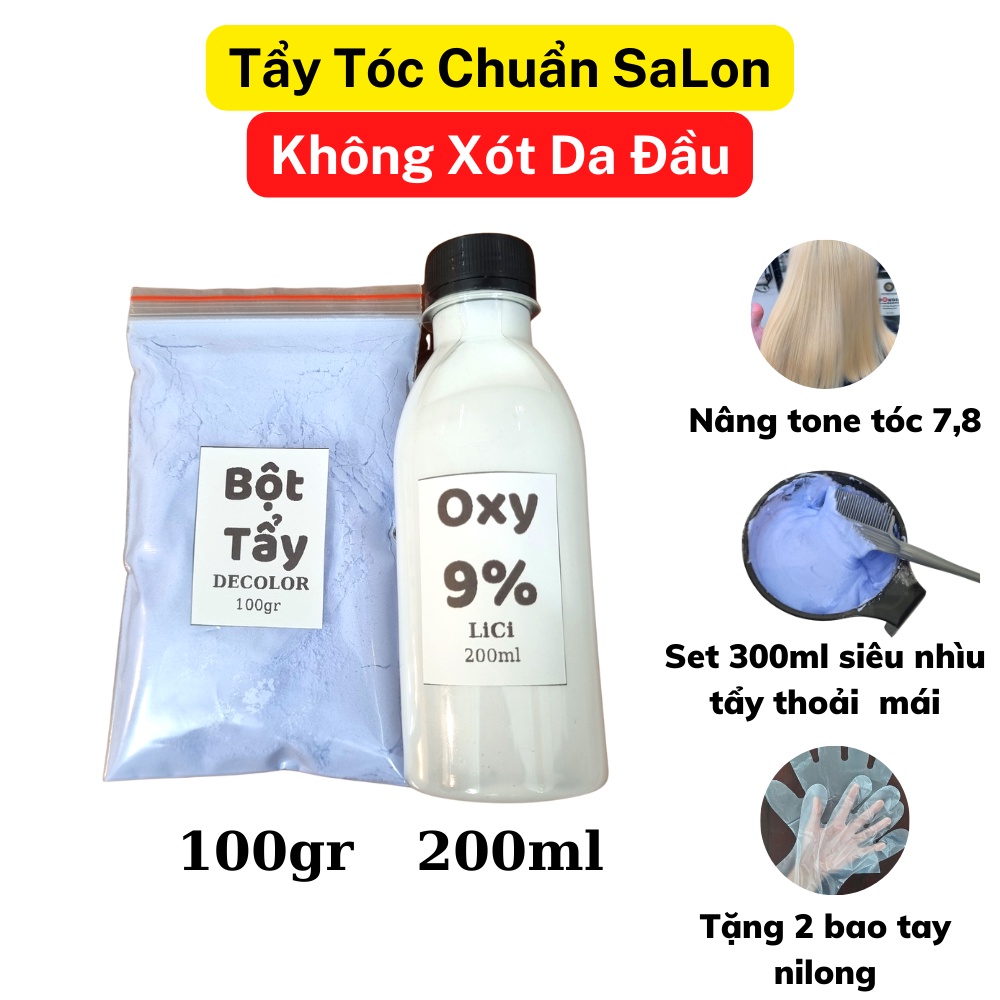 Thuốc tẩy tóc an toàn tại nhà , không gây rát da đầu , tóc lên tone sáng