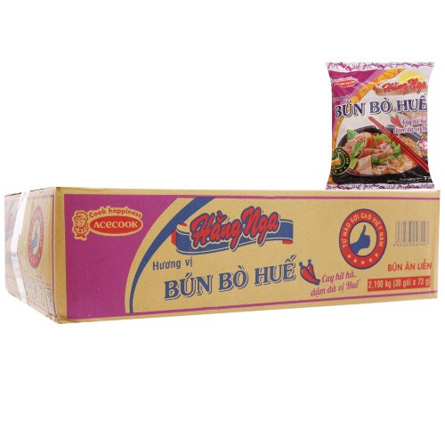 Thùng 30 gói Bún bò Huế Hằng Nga 75g