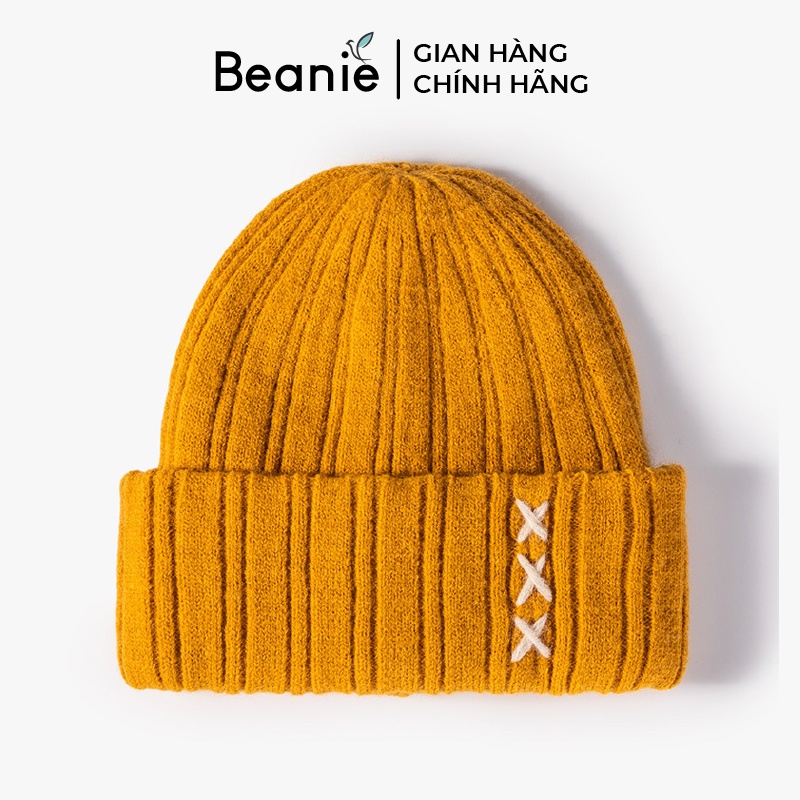 Mũ Len Thêu Chỉ Chữ X Vintage BEANIE Thời Trang Hàn Quốc, Nón Len Nam Nữ Unisex Nhiều Màu Cao Cấp Mùa Đông, Màu Đen B001