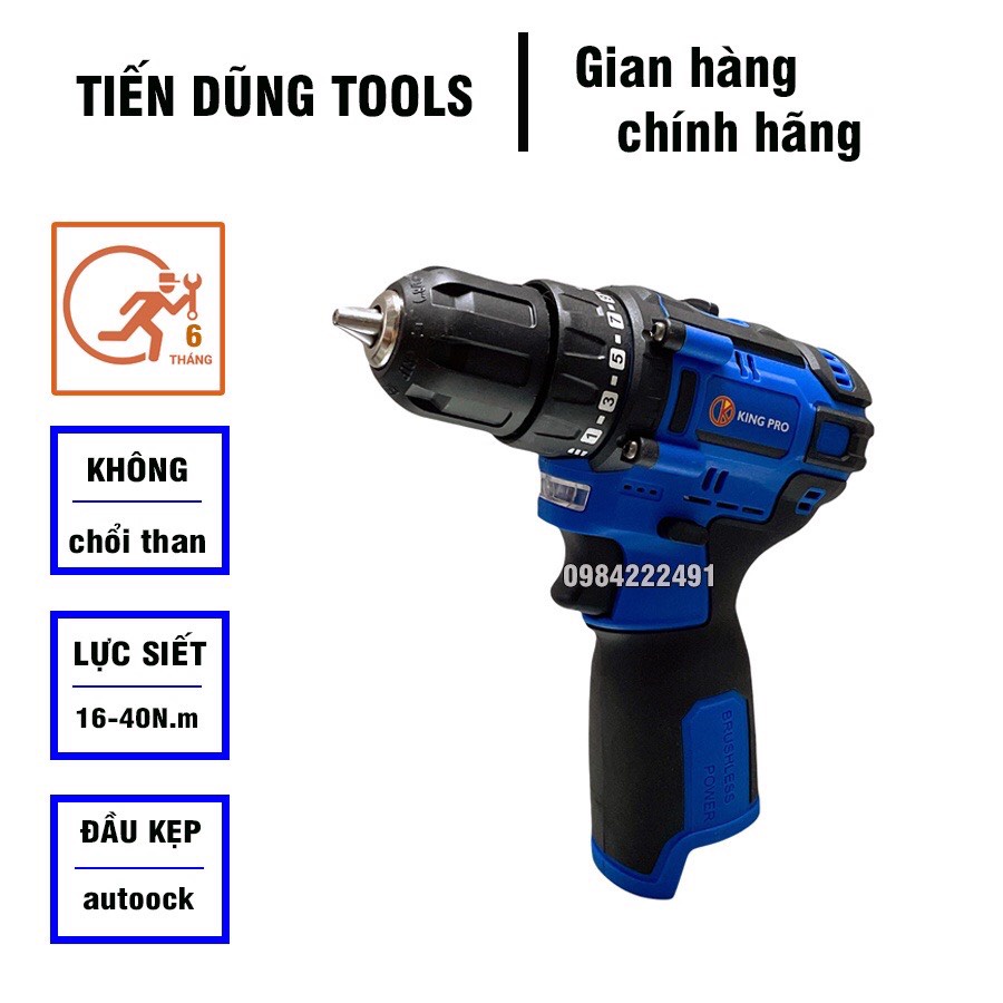 Thân Máy khoan pin KINGPRO 18v Không Chổi Than - dùng pin 4 cell