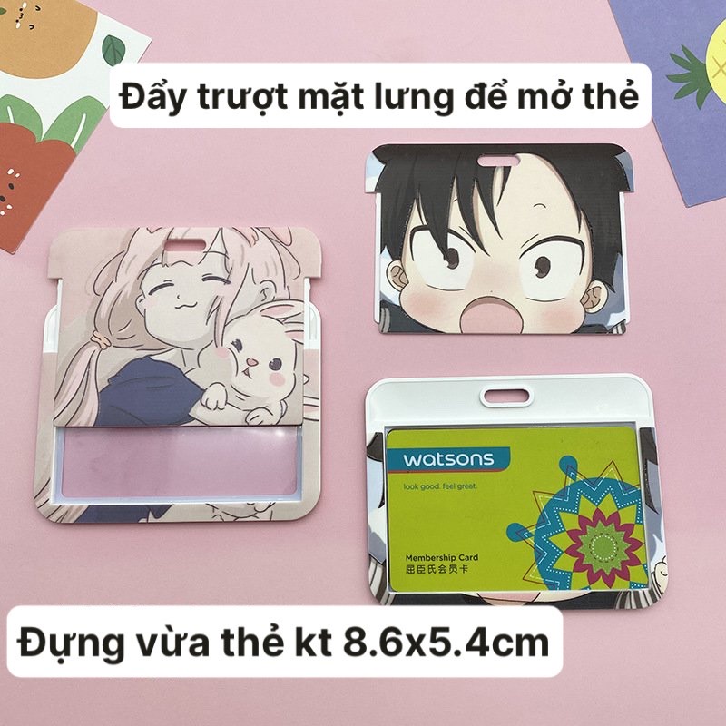 Dây đeo thẻ dành cho học sinh nhân viên văn phòng hình gấu đáng yêu dạng dọc và ngang
