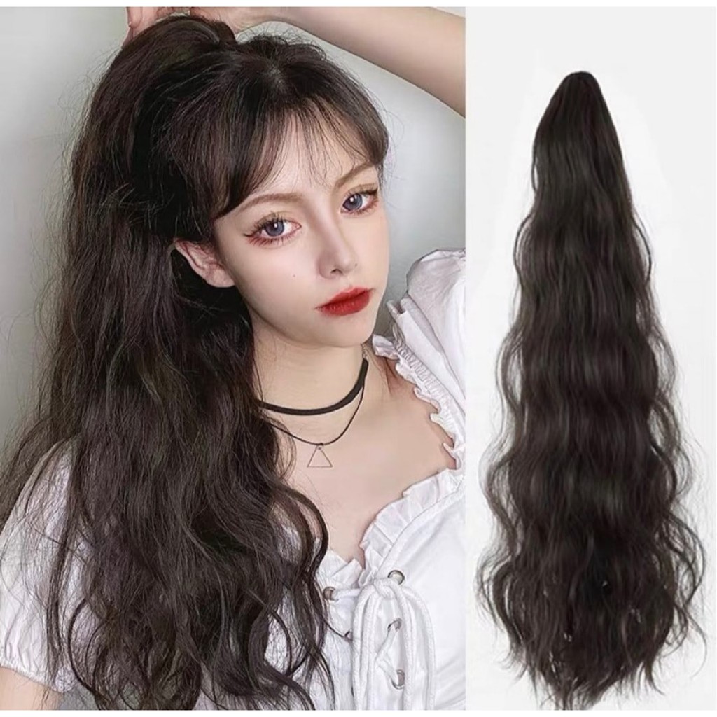 Tóc giả nữ ngoặm đuôi CAO CẤP. Kẹp đuôi tóc dập xù dài 60cm, cá tính, thời thượng. Ngoặm xù loại dày dặn