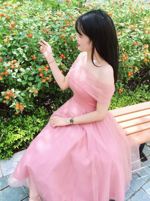 Đầm dự tiệc bẹt vai kết cườm TRIPBLE T DRESS - MS124V - Size M/L