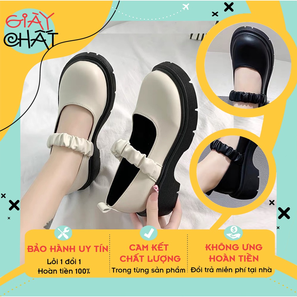 Giày búp bê nữ quai cài đế bằng,Giày LoLita đế 4p Quai chun đáng yêu cho học sinh