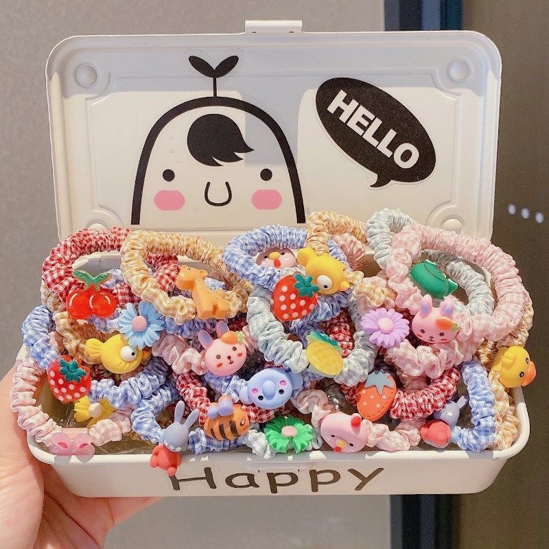 Chun buộc tóc vải đính hoạ tiết hoạt hình nhiều màu & hoa văn cho bé gái